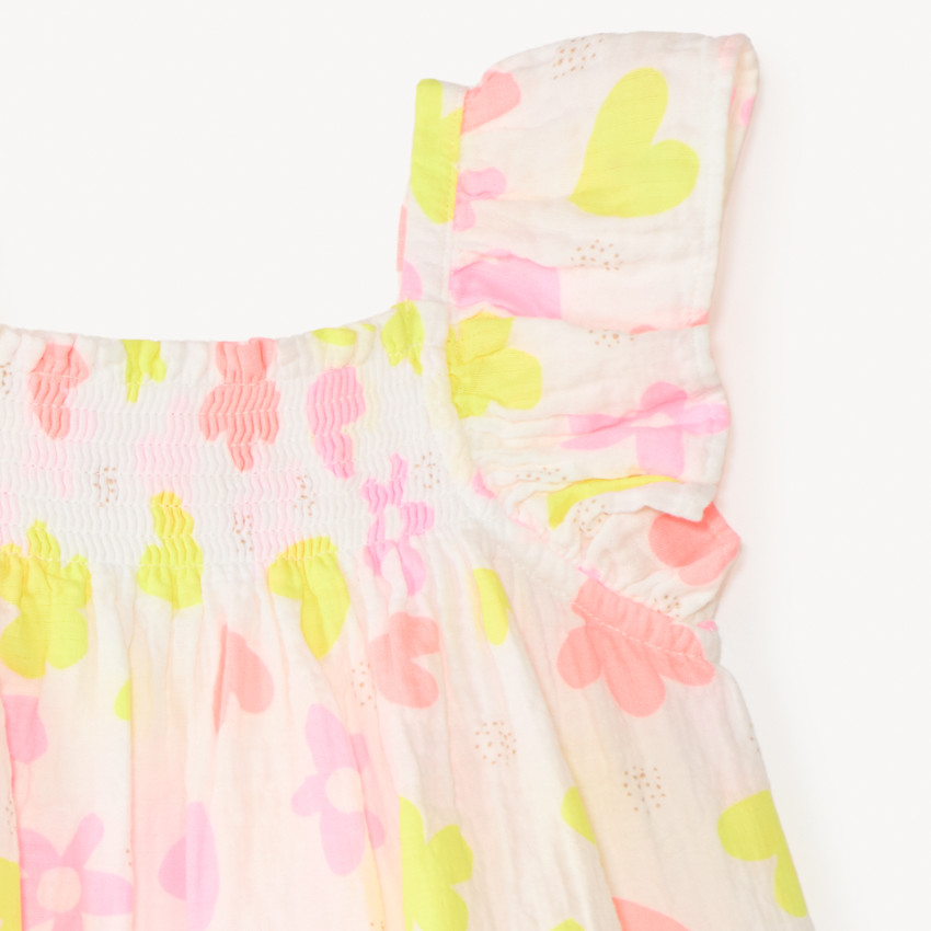 Tunique à bretelles volantées imprimé fantaisie coloré pour fille 