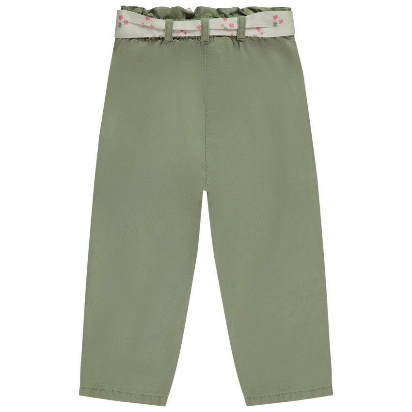 Pantalon avec ceinture à nouer et patch fleur pour bébé fille 
