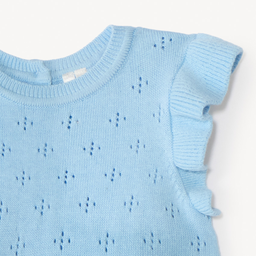 Robe tricot 2-en-1 imprimé myrtilles pour bébé fille 
