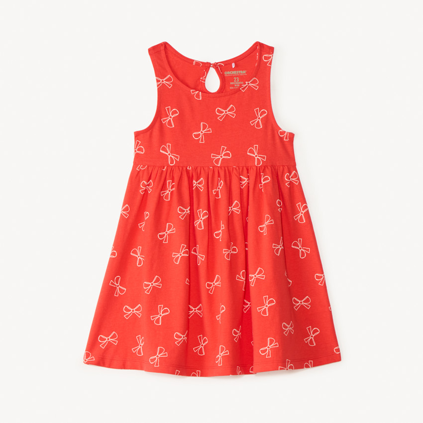 Robe sans manches imprimée nœuds pour bébé fille 
