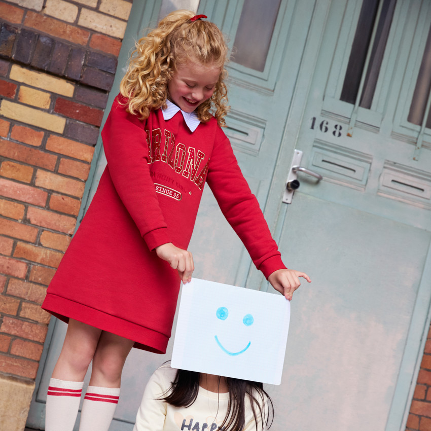 Robe en molleton fantaisie avec col chemise pour fille  