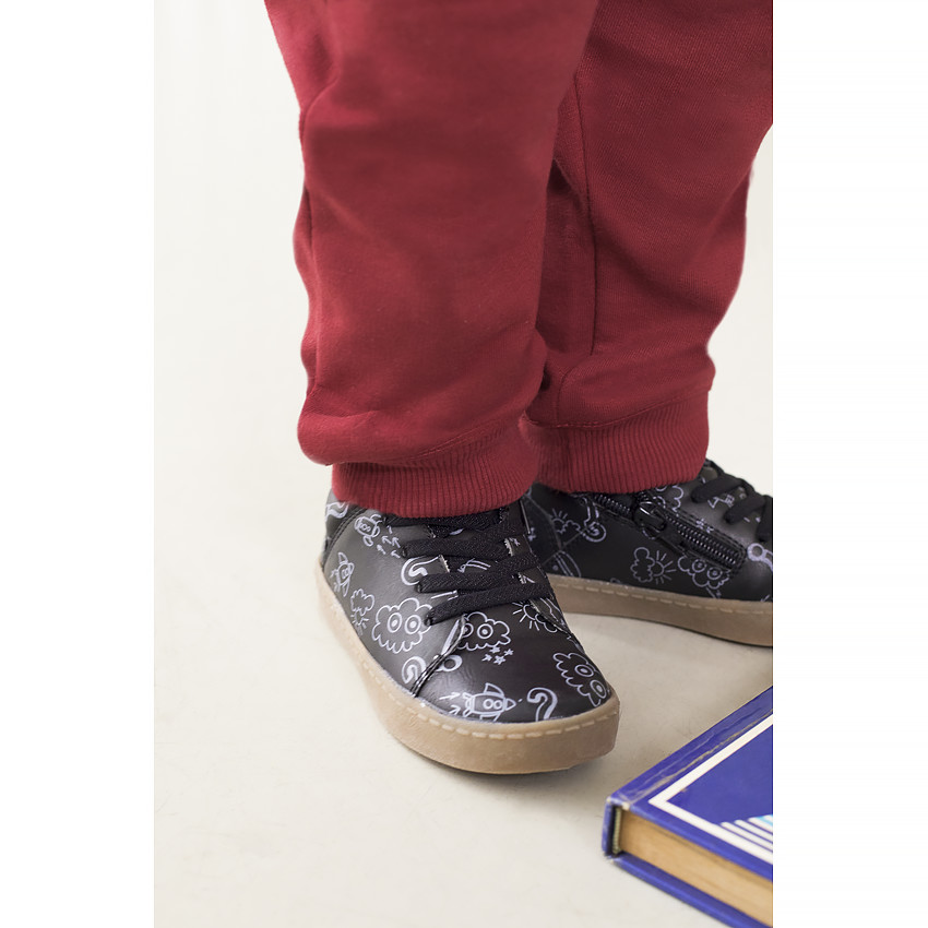 Baskets basses effet cuir imprimées all-over 