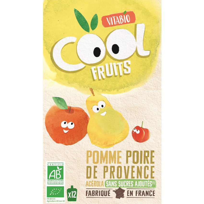 Gourdes sucrées Cool Fruits de Pomme et Poire Williams 12x90g 