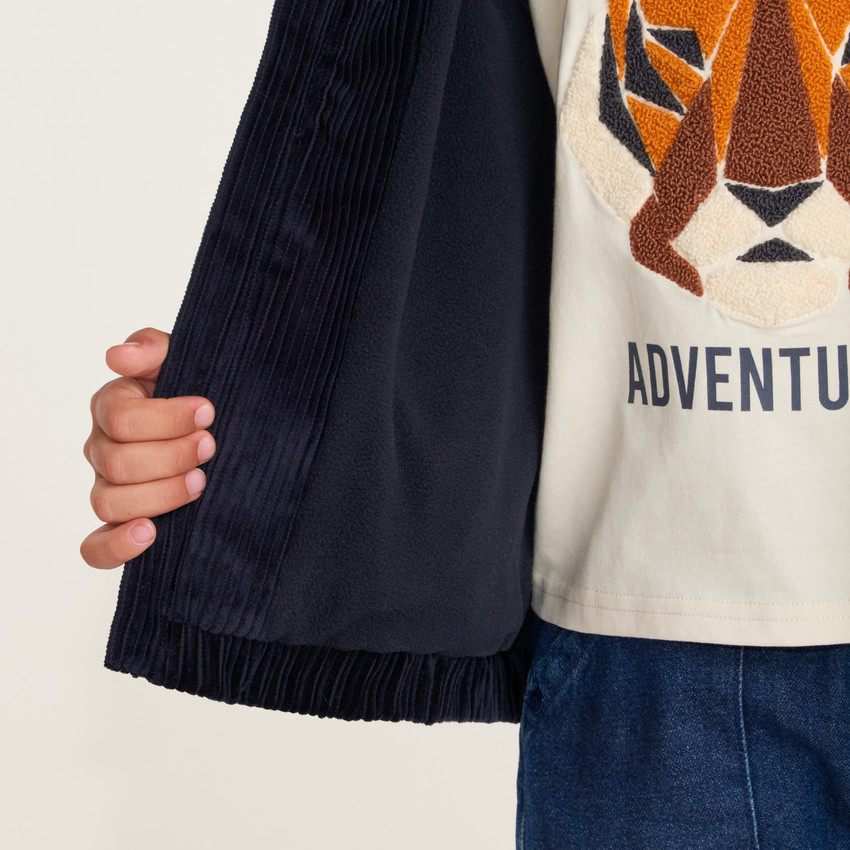 Parka blouson grand froid garçon côtelée à capuche 