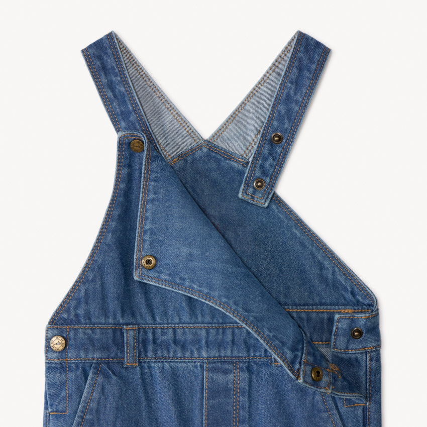 Salopette longue en jean motif baleine pour bébé garçon 