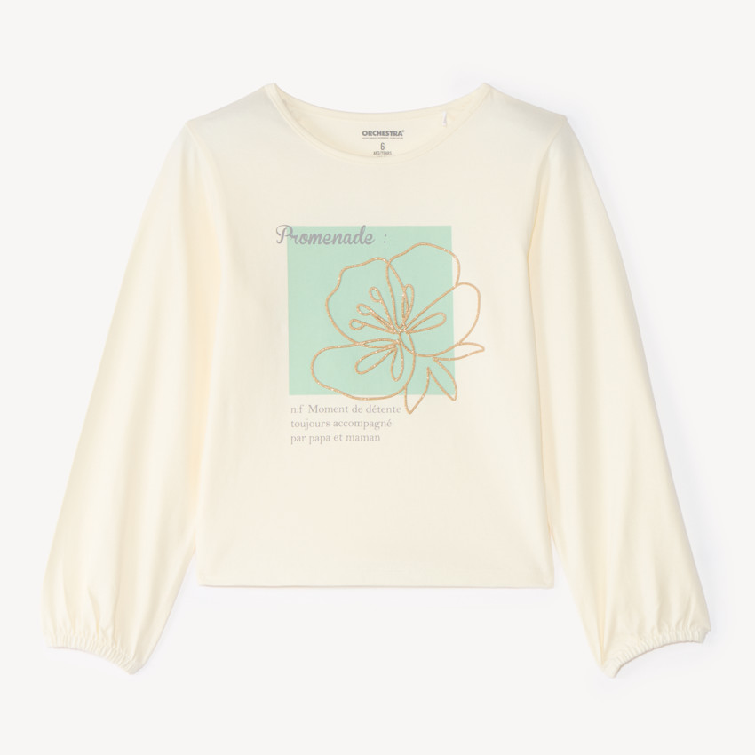 T-shirt manches longues fille à motif fleuri