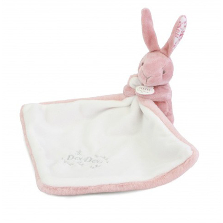 Doudou Lapin mouchoir 10cm Rose 