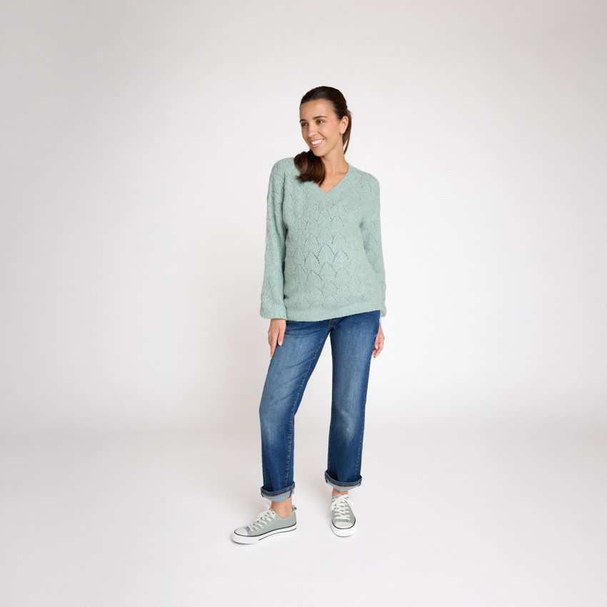 Pull manches longues en tricot jeu de point pour femme 