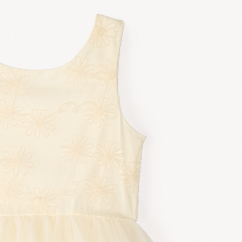Robe de cérémonie en satin et tulle fleuri pour fille 