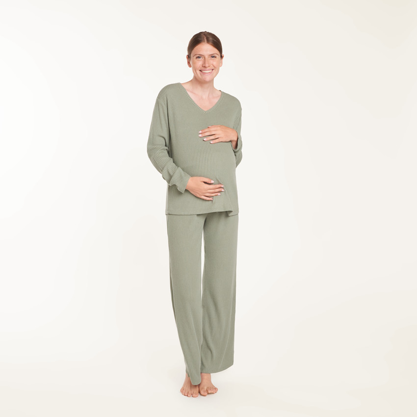 Ensemble pyjama maternité côtelé