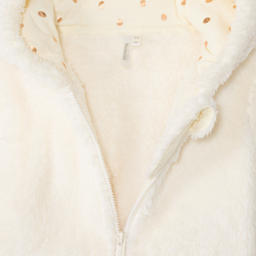 Gilet polaire en sherpa uni avec capuche pour bébé fille 