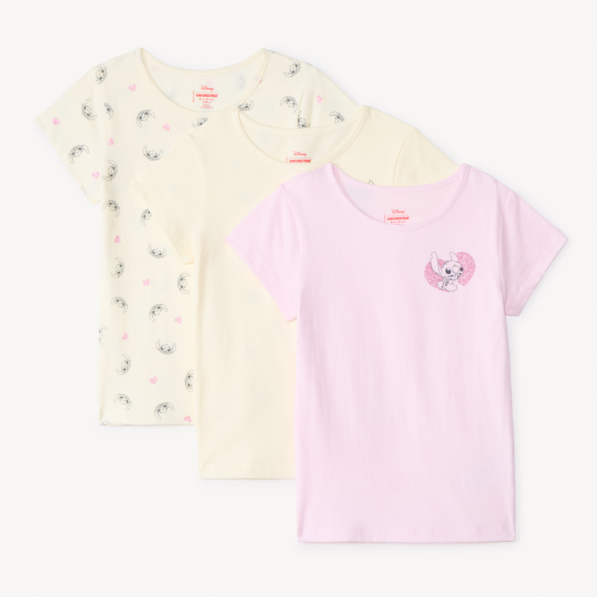 Lot de 3 maillots de corps manches courtes Stitch Disney pour fille