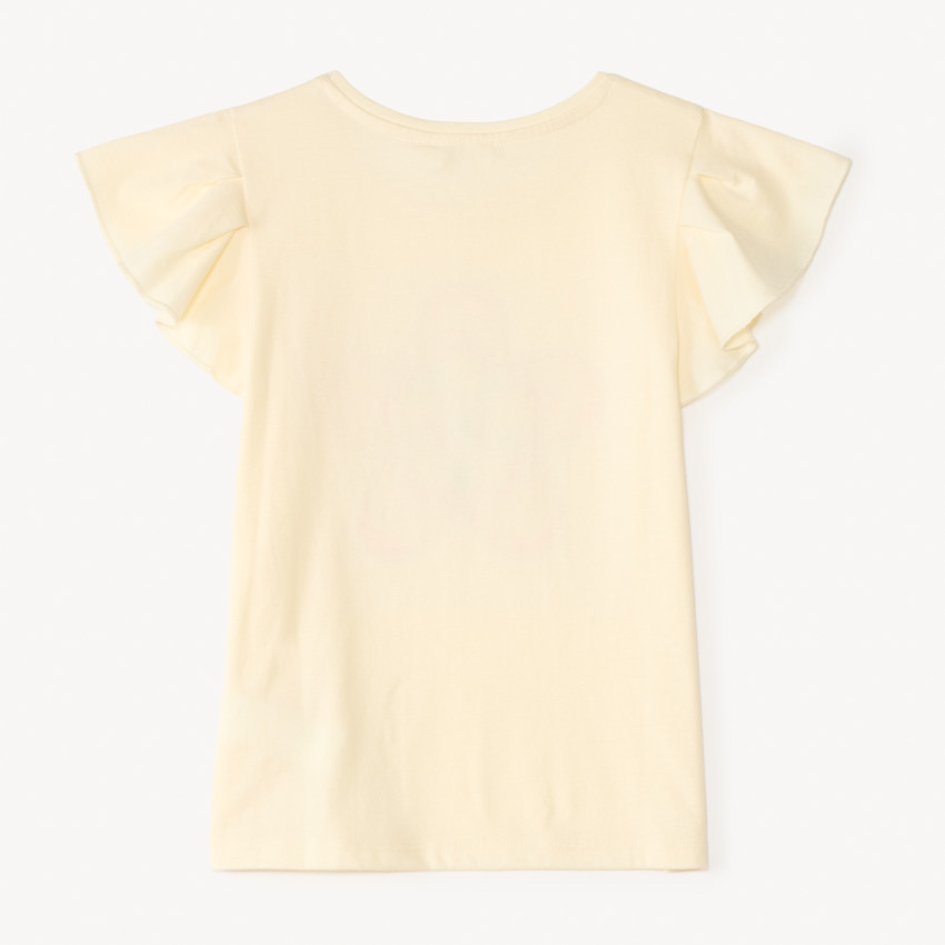 T-shirt manches courtes fleurs en cording et sequins pour fille 