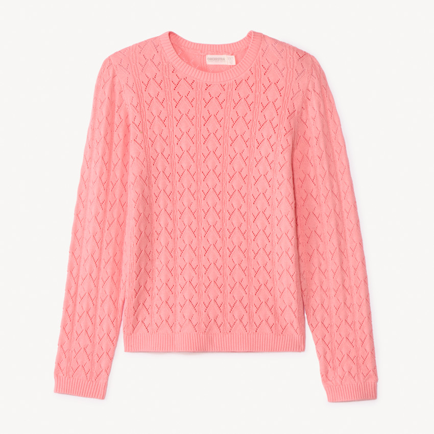 Pull en tricot ajouré uni pour fille 