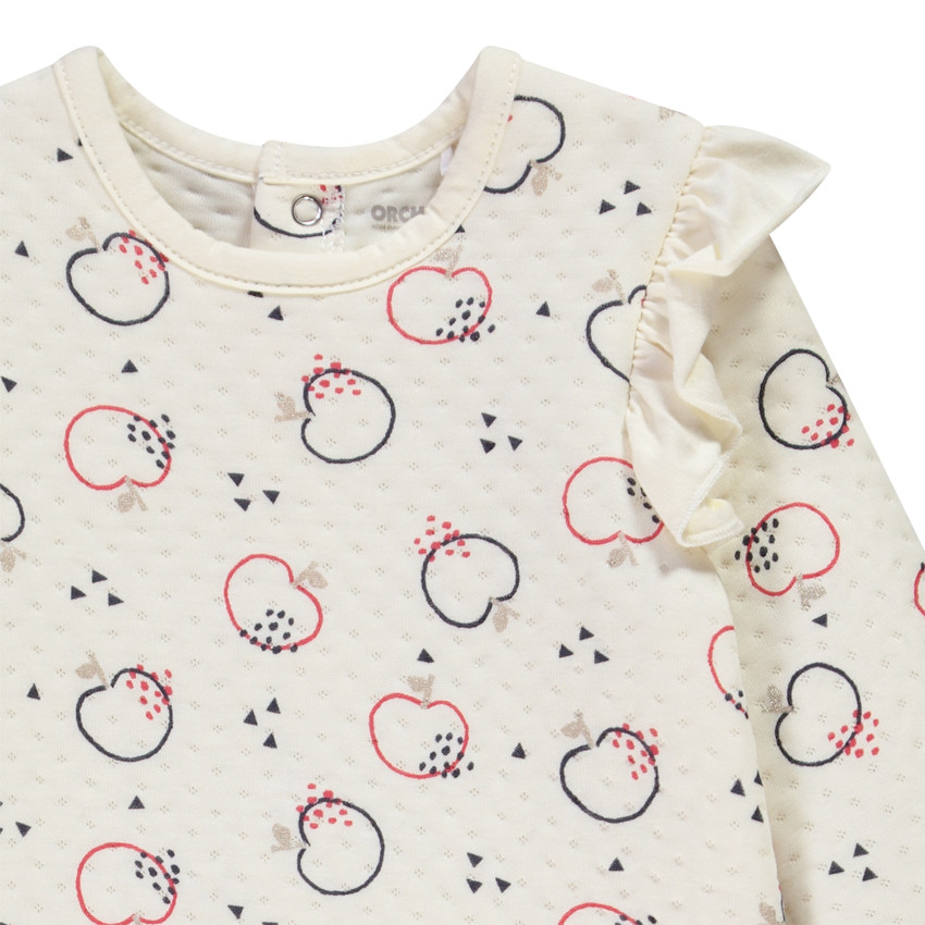 Dors-bien en jersey matelassé imprimé pomme pour bébé fille Main Dors-bien en jersey matelassé imprimé pomme pour bébé fille