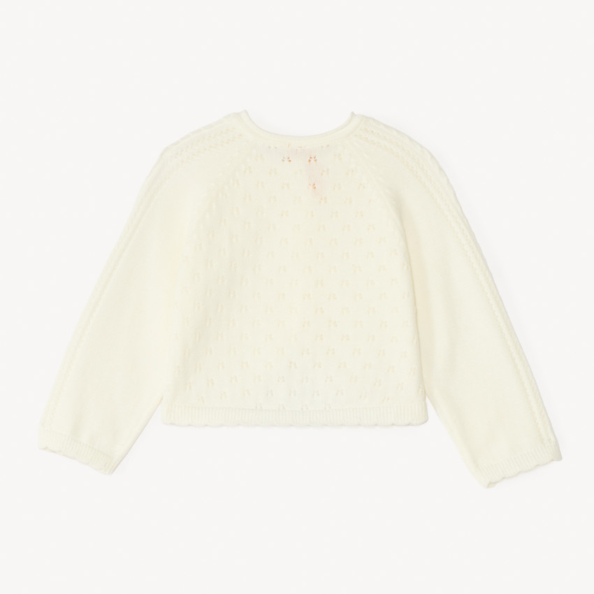 Gilet style boléro en tricot ajouré pour bébé fille 