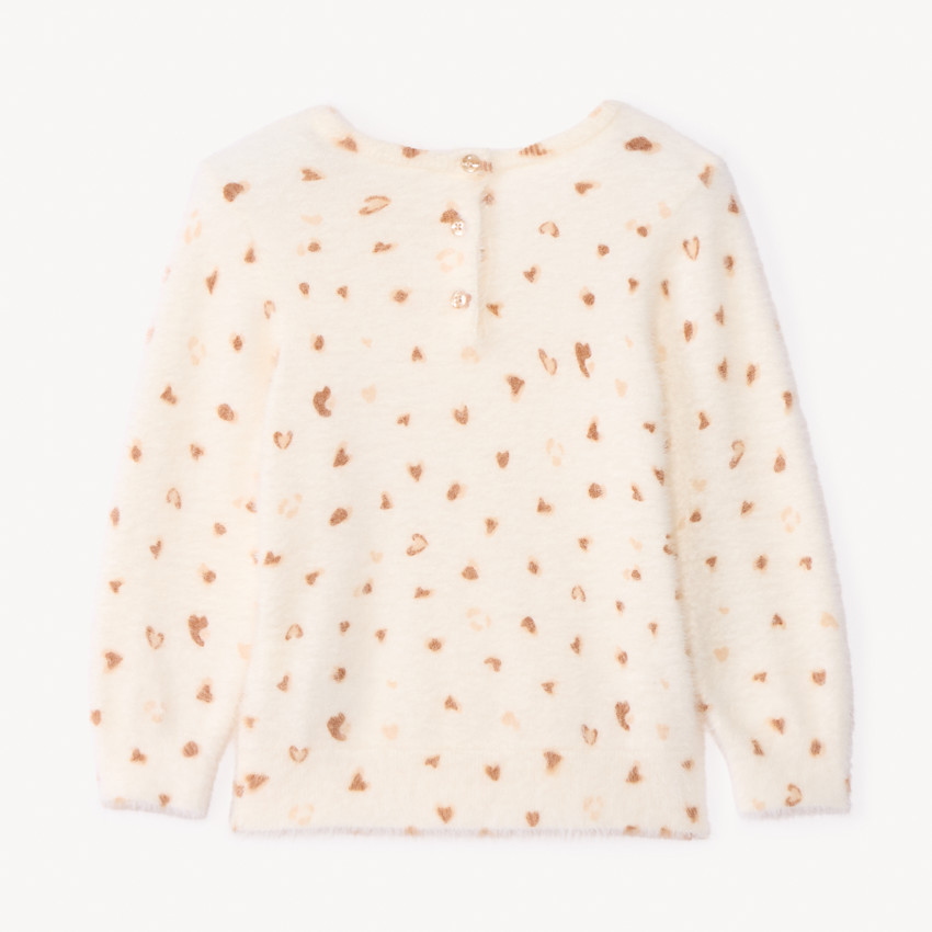 Pull manches longues pelucheux imprimé léopard pour bébé fille  