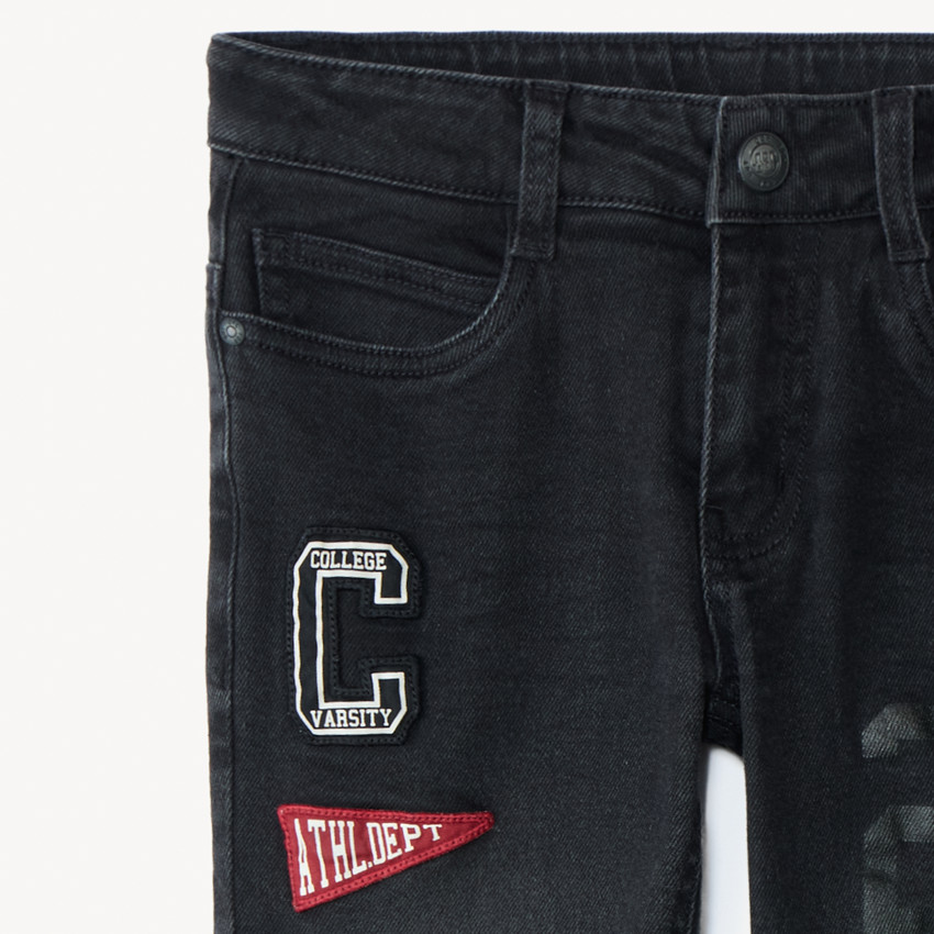 Jean en denim doublé avec label fantaisie pour garçon  