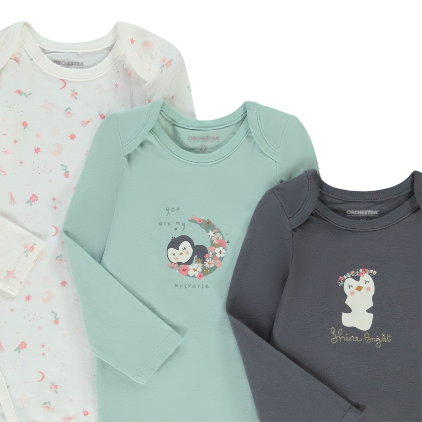 Lot de 7 bodies en jersey print fantaisie pour bébé fille 