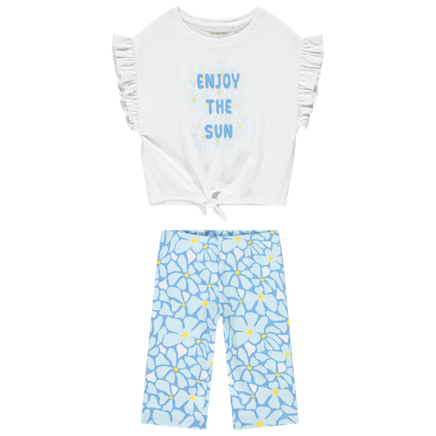 Ensemble t-shirt manches courtes + caleçon fantaisie pour fille