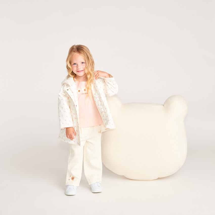 Parka gomme à capuche imprimé fleurs pour bébé fille 