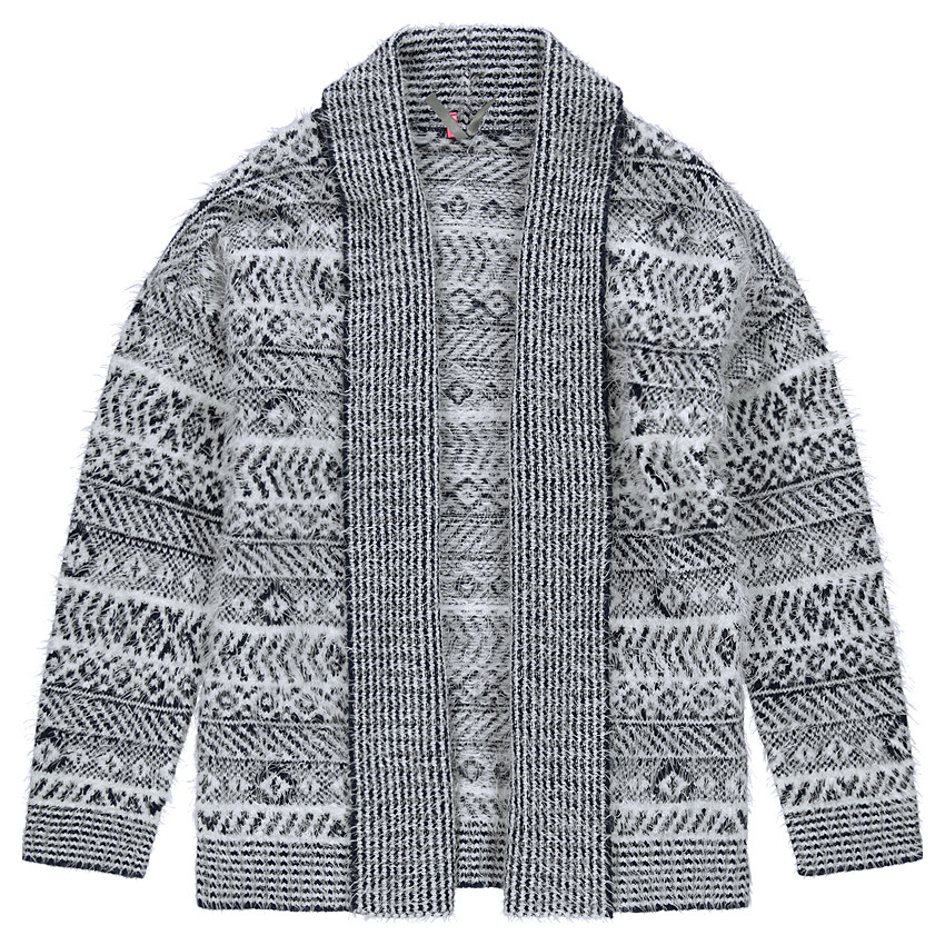 Junior - Gilet à pans en jacquard ethnique effet "poils" 