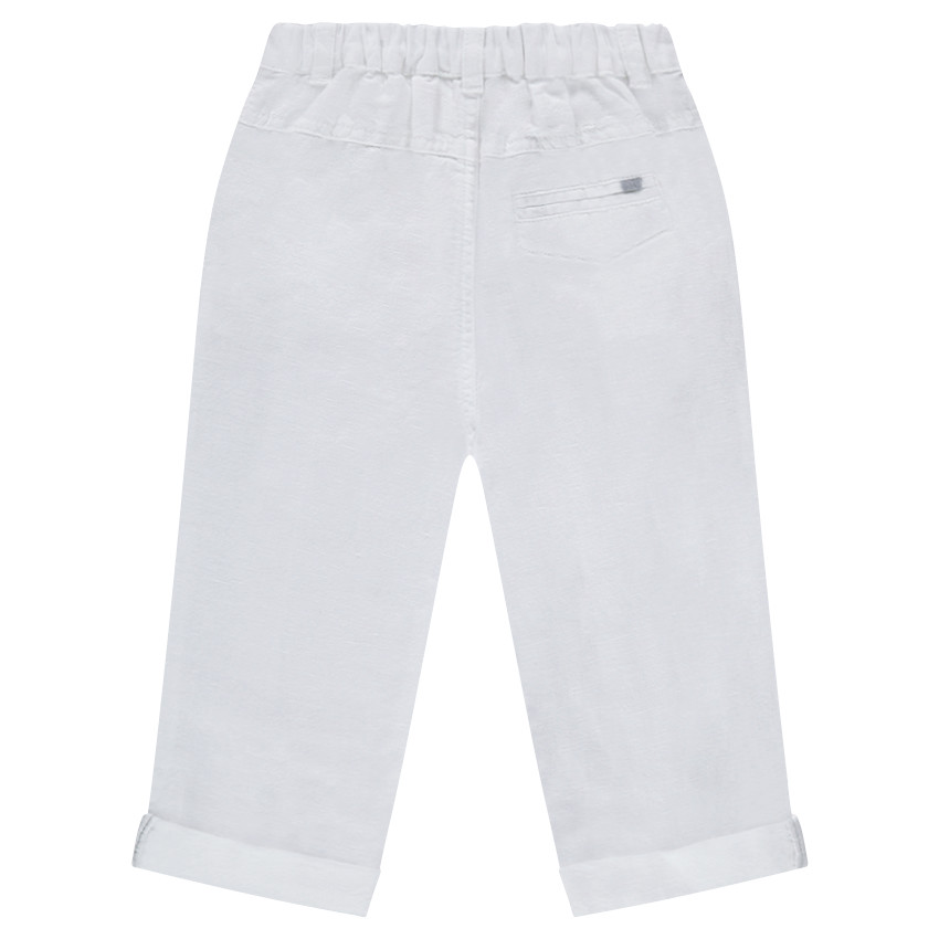 Pantalon en lin et coton uni coupe 7/8ème 