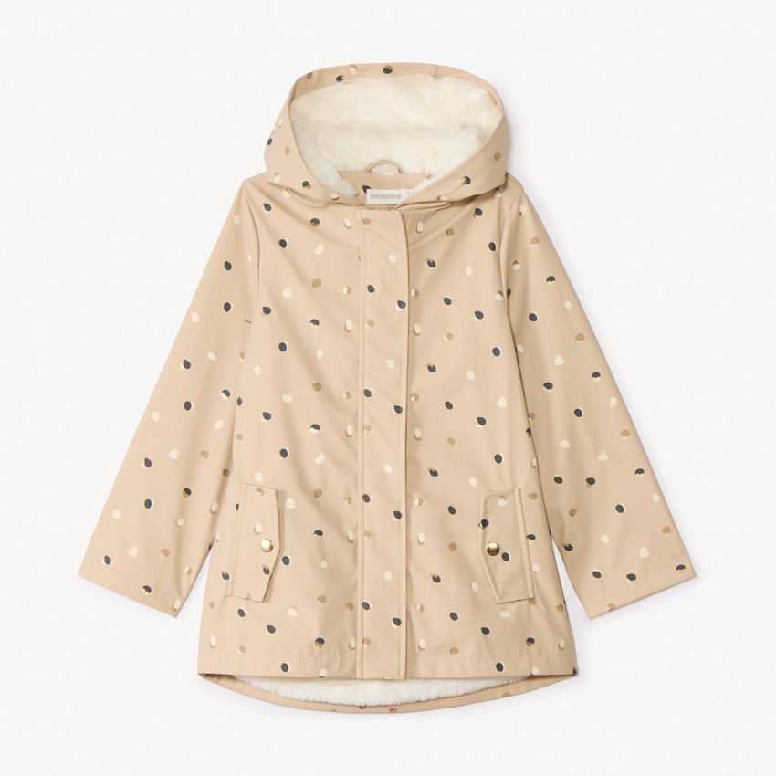 Parka gomme imprimé pois et doublée pour fille
