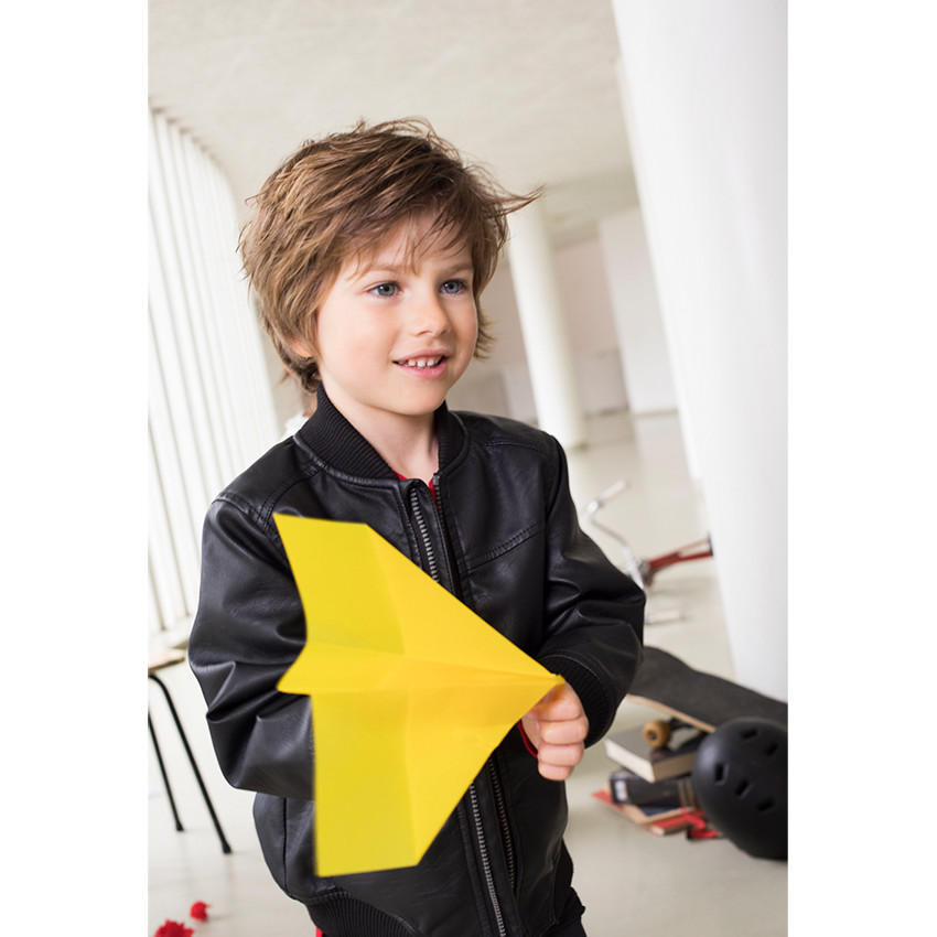 Blouson en simili cuir avec doublure en micropolaire rouge 