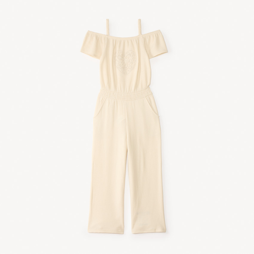 Combinaison épaules dénudées broderie cœur pour fille 