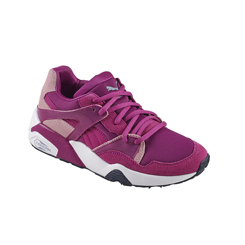 PUMA - Baskets basses coloris violet à lacets élastiqués du 28 au 35 
