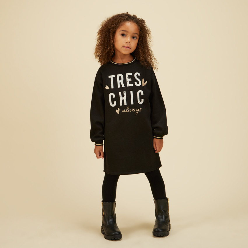 Robe en molleton à strass et paillettes pour fille 