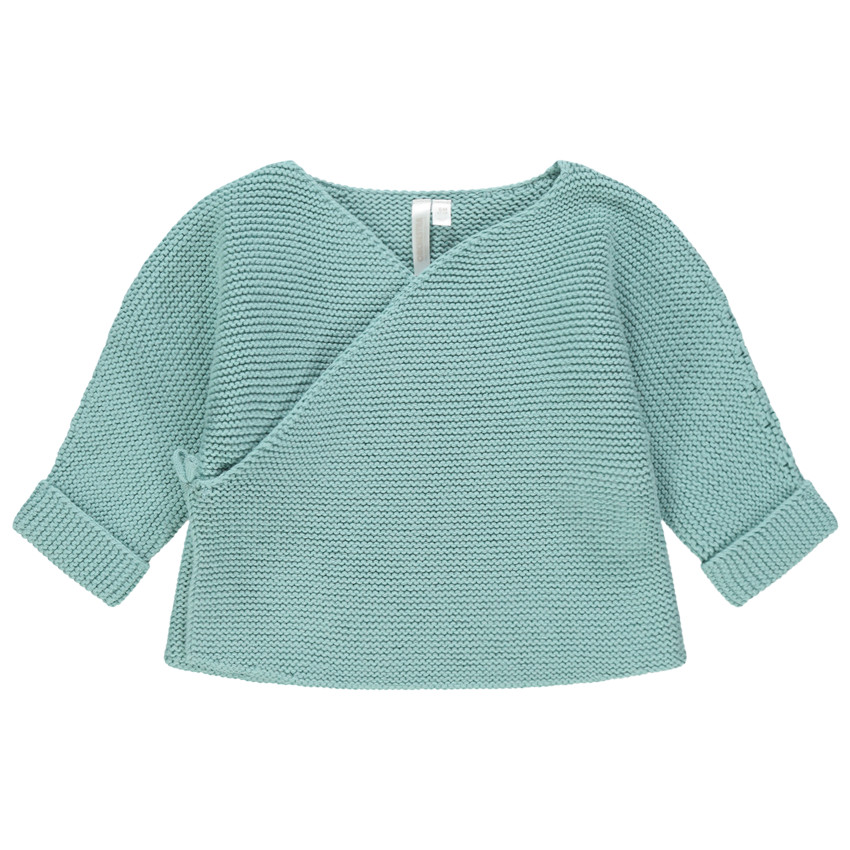 gilet en tricot uni coton pour bébé garçon - vert moyen