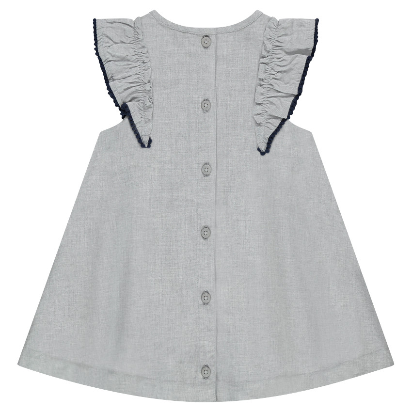 Robe en chambray avec volants et broderie 