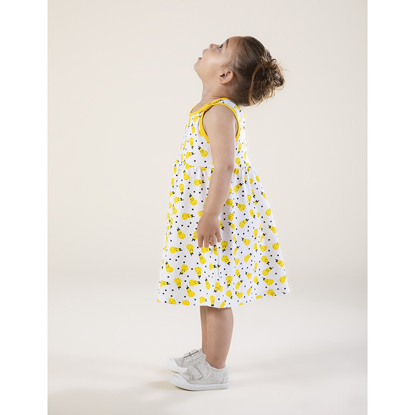 Robe sans manches en coton bio à poires imprimées all-over 