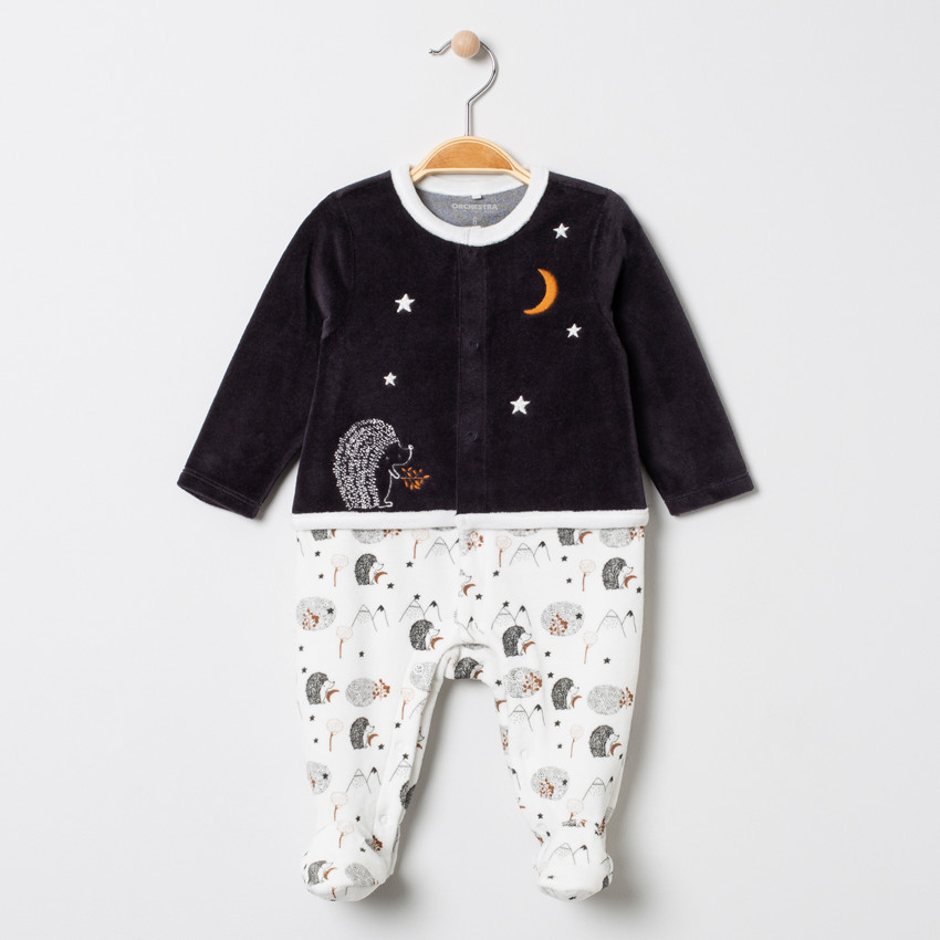 Dors-bien en velours effet 2 en 1 motif hérissons 