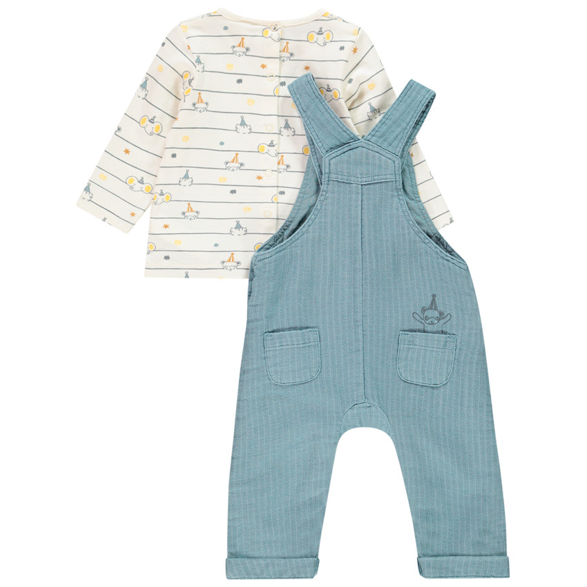 Ensemble t-shirt imprimé et salopette longue pour bébé garçon 