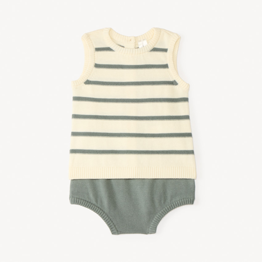 Ensemble 2 pièces débardeur + bloomer en tricot pour bébé garçon 