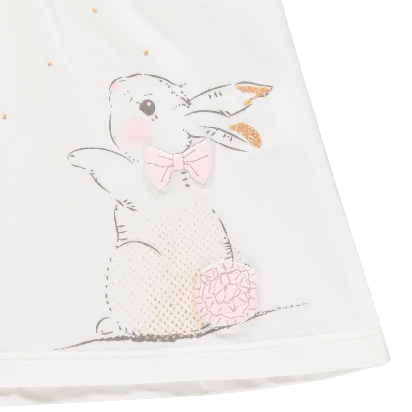 Ensemble avec tunique print lapin et corsaire rose 