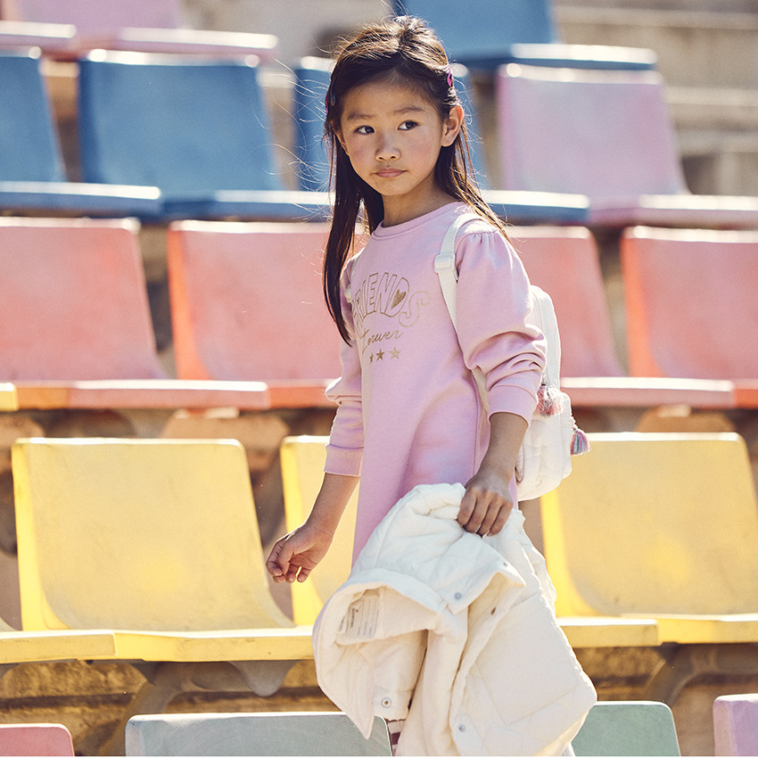 Robe manches longues en molleton print fantaisie pour fille 
