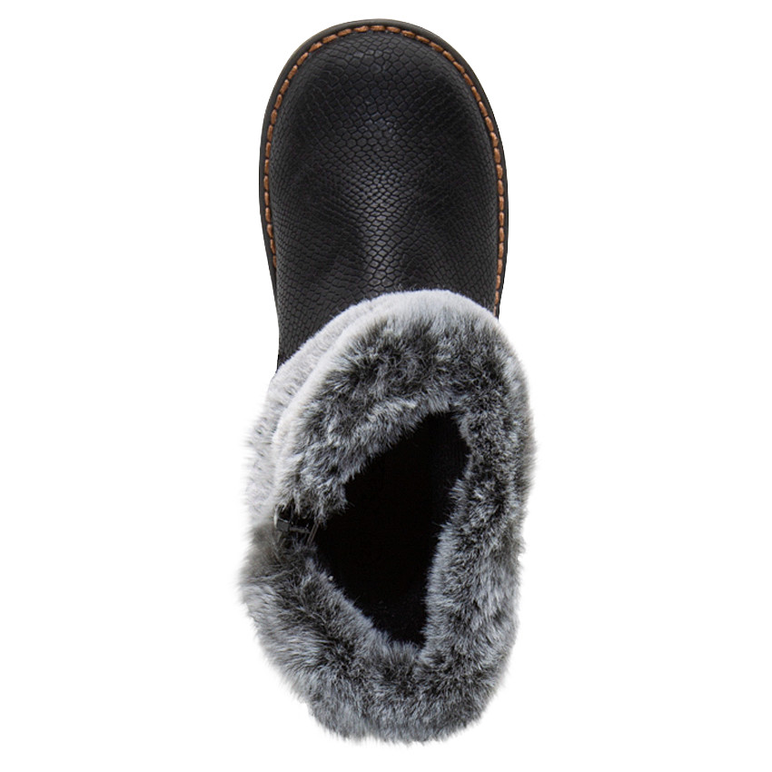 Bottes vernies avec fausse fourrure et noeud pour enfant fille 