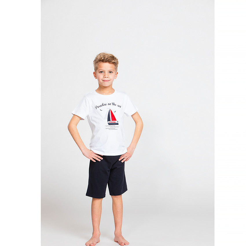 pyjama t-shirt + short pour garçon - blanc