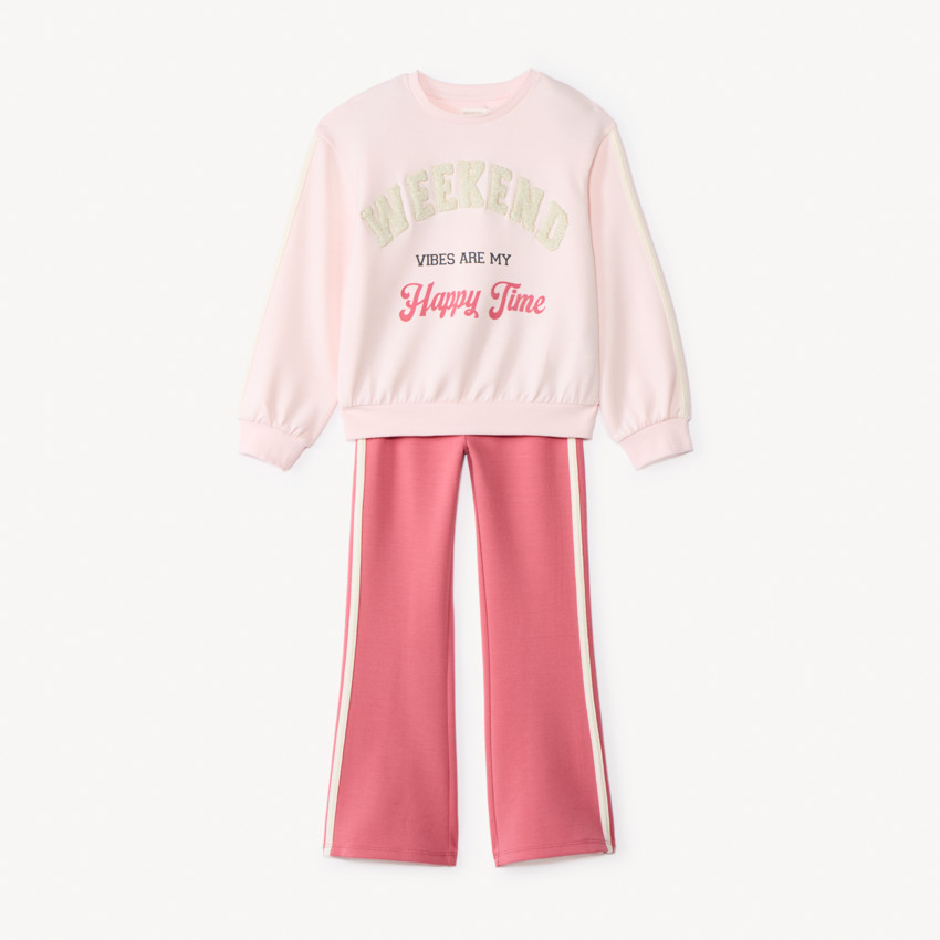 Ensemble jogging en scuba avec patchs bouclettes pour fille