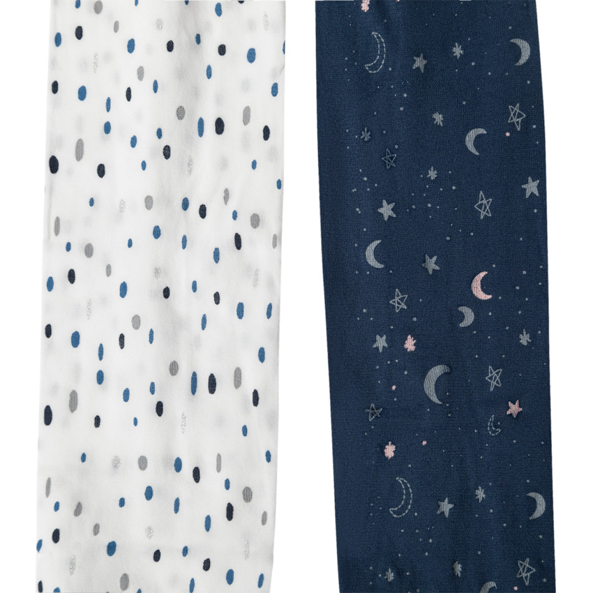 Lot de 2 collants fins à pois et étoiles 