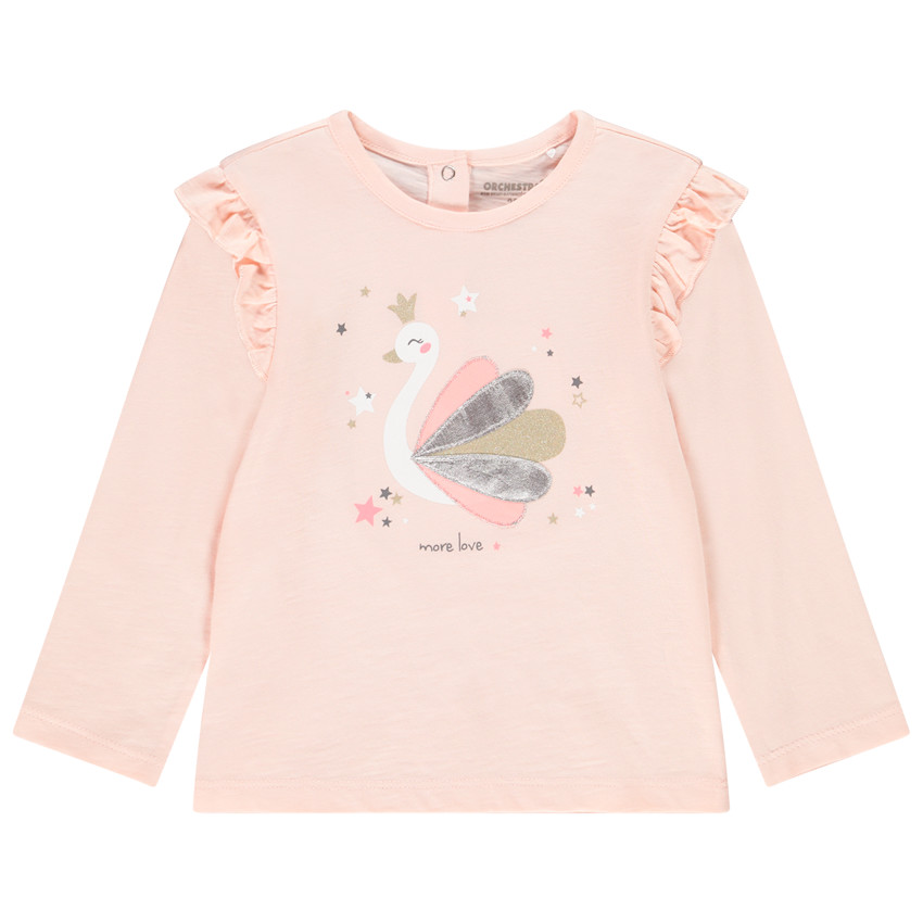 T-shirt manches longues print cygne pour bébé fille