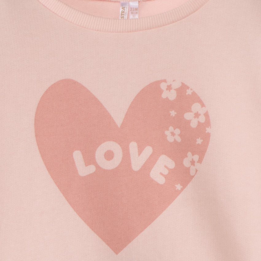 Sweat molleton print cœur "Love" pour bébé fille  