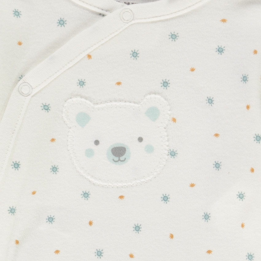 Dors-bien en interlock avec patch ourson et imprimé pour bébé garçon 