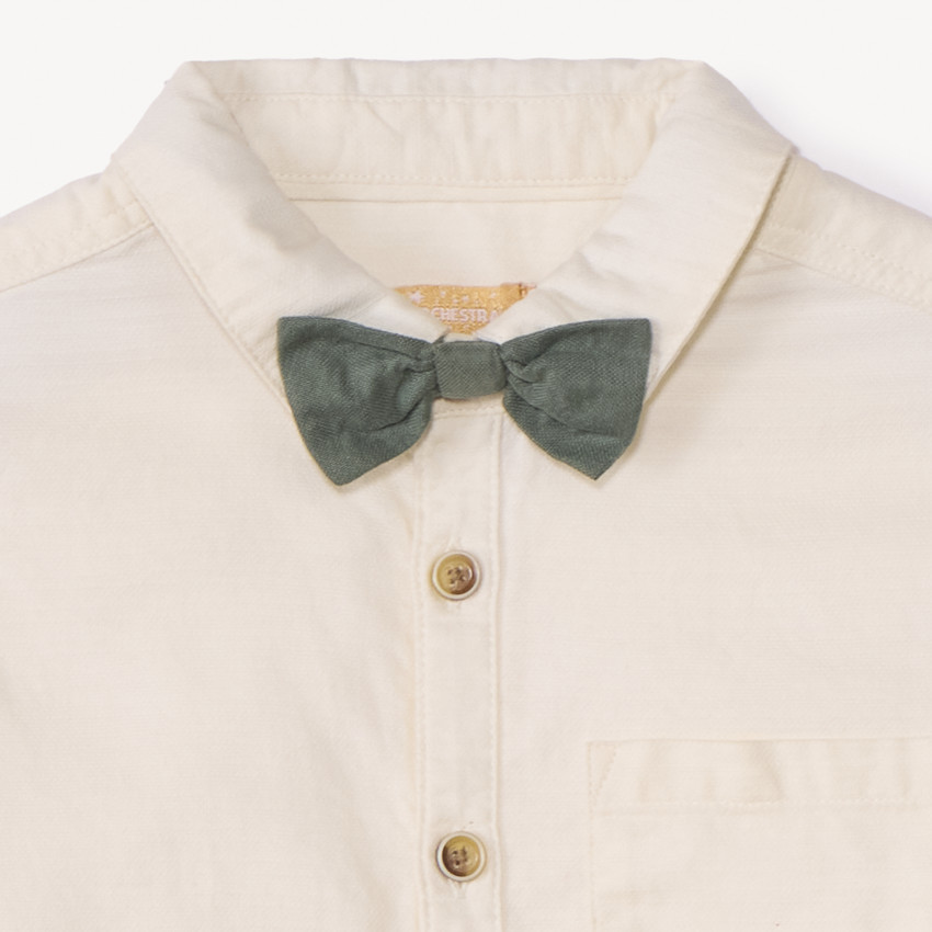 Chemise manches courtes uni avec nœud amovible pour garçon  