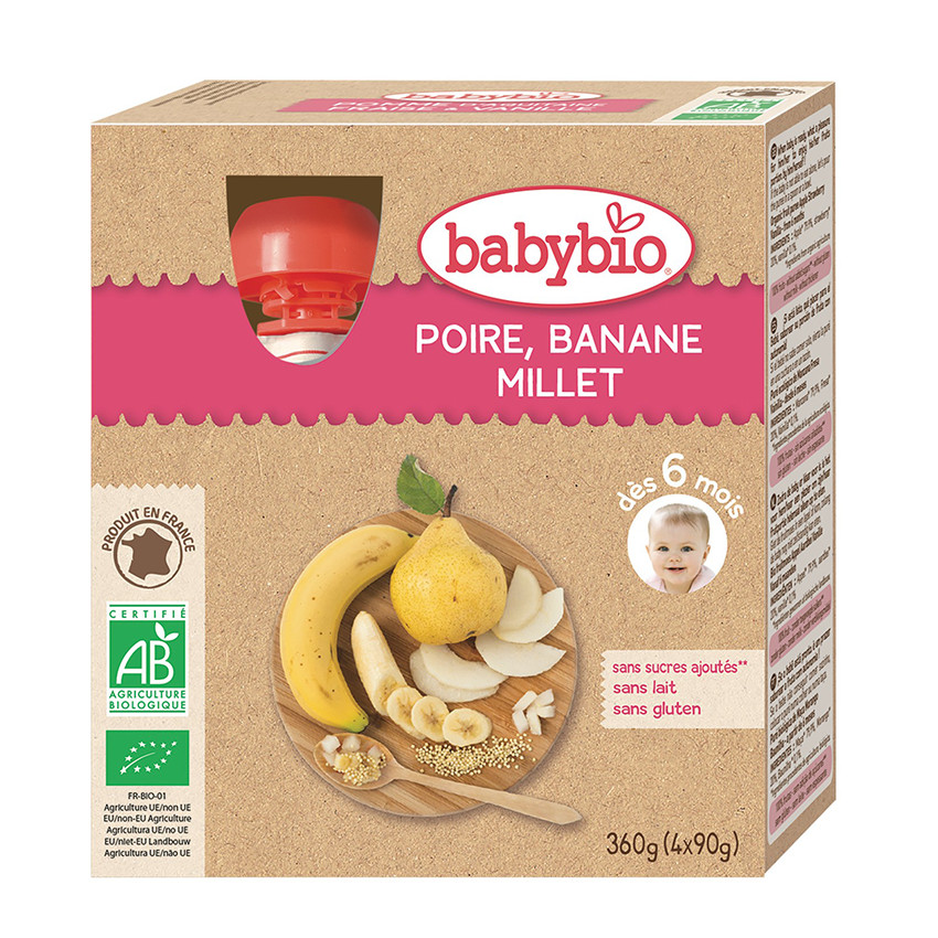 Pack de 4 gourdes poire banane bio 