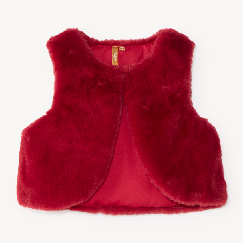 Gilet sans manches en fausse fourrure bébé fille